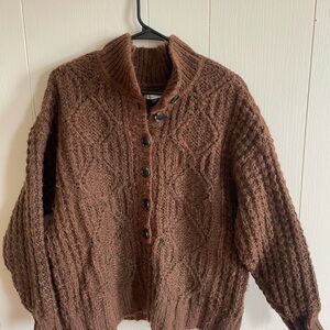 American Eagle Outfitters Brown Cable Knit Turtleneck Sweater